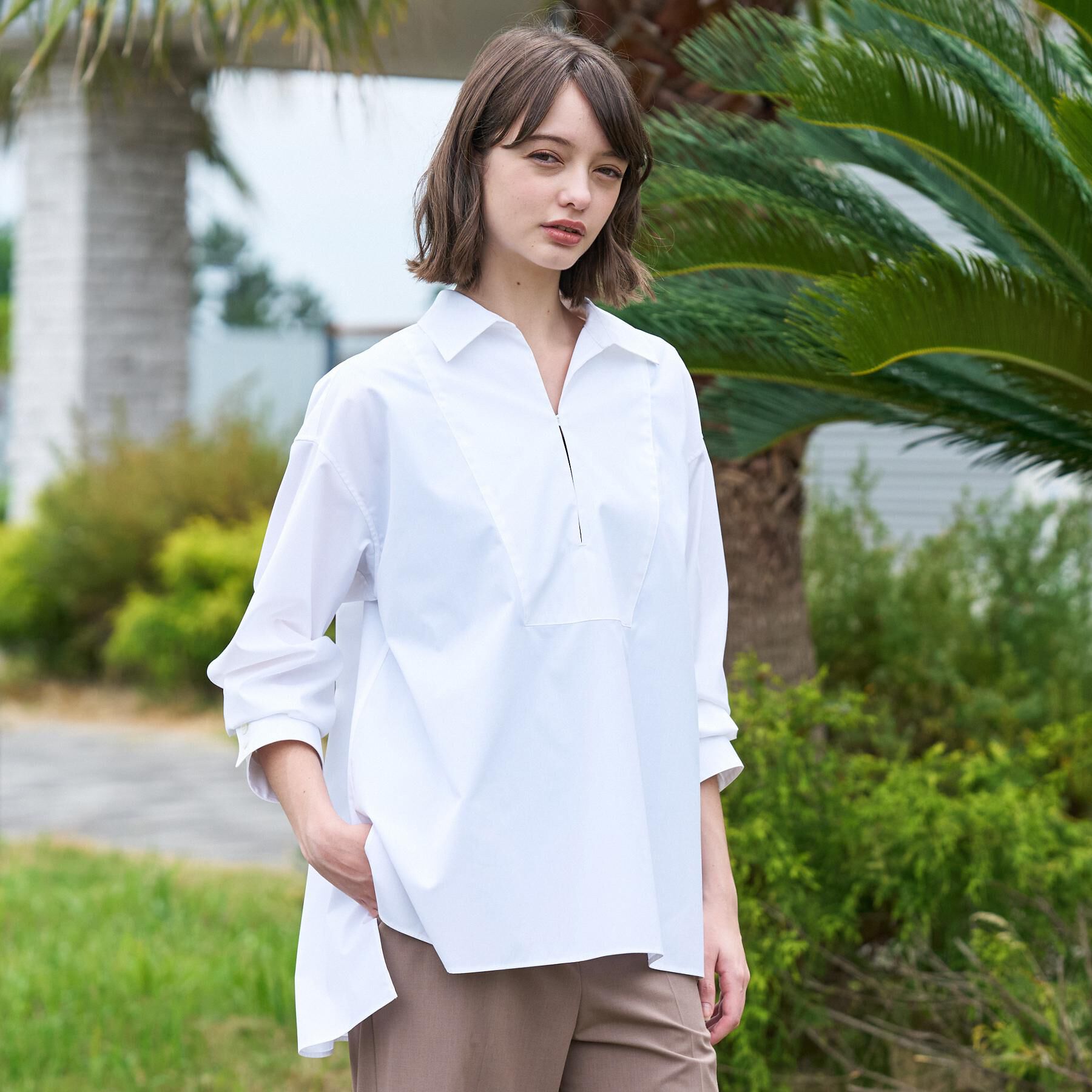 DRESSTERIOR「【接触冷感/UVカット/着回し】スキッパーブラウス」|シャツ・ブラウス|