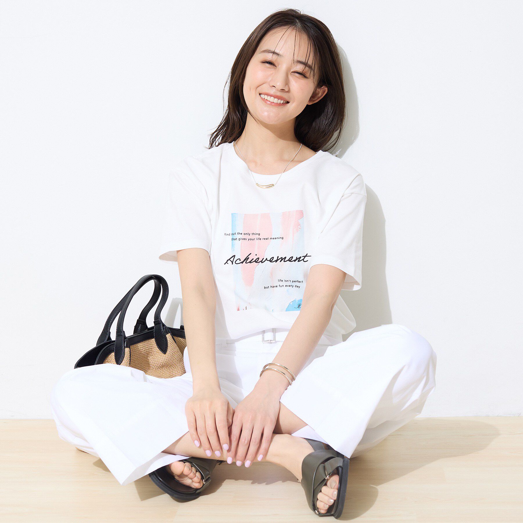 INDIVI「【UVケア／選べるグラフィック】スムースジャージTシャツ」|Tシャツ・カットソー|