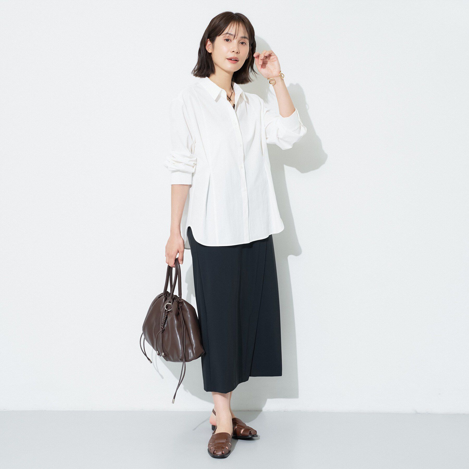 INDIVI「【UV／接触冷感／高ストレッチ】フロントタックシャツ」|シャツ・ブラウス|
