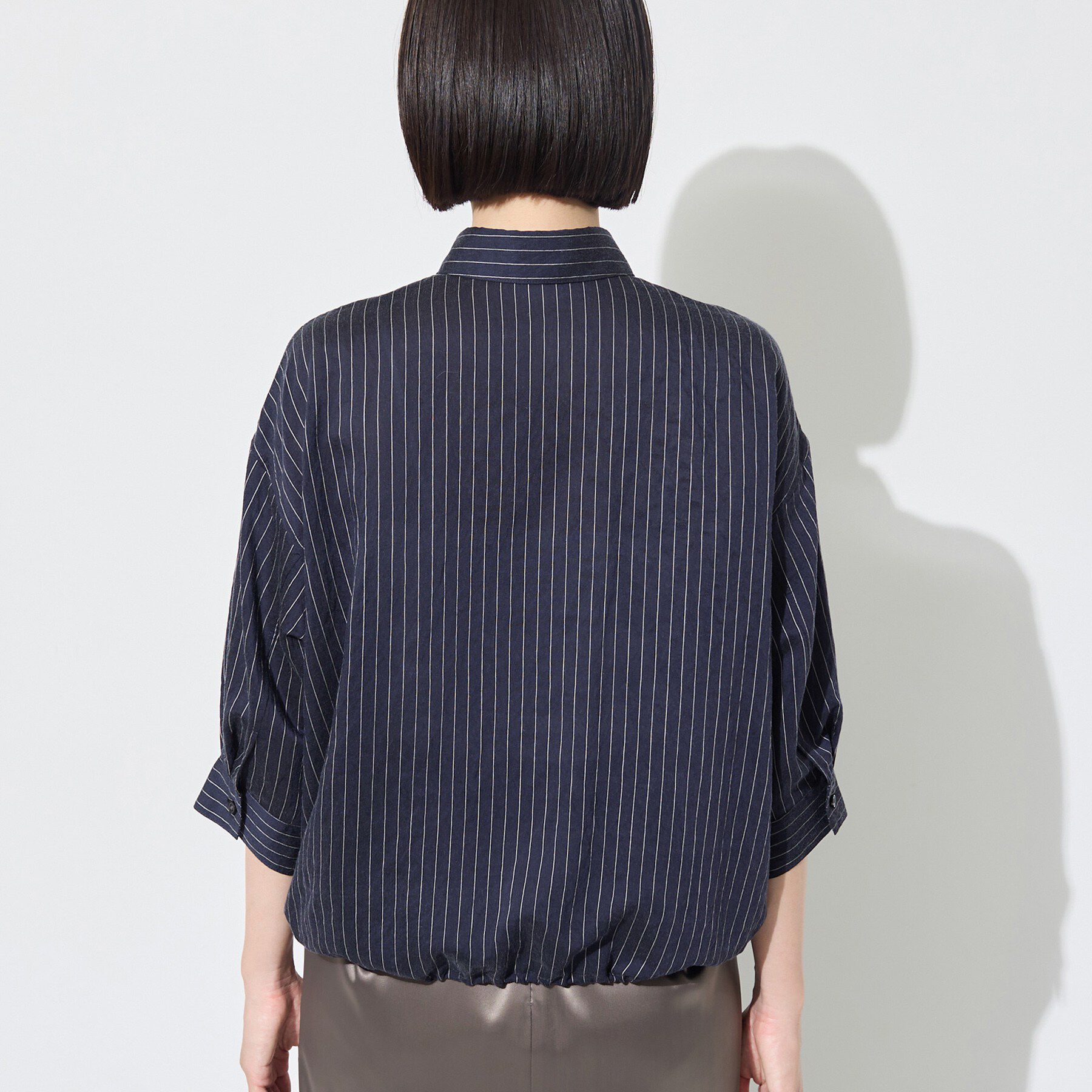 INDIVI「【シアー／7分袖】体型カバーゆったりシャツ」|シャツ・ブラウス|