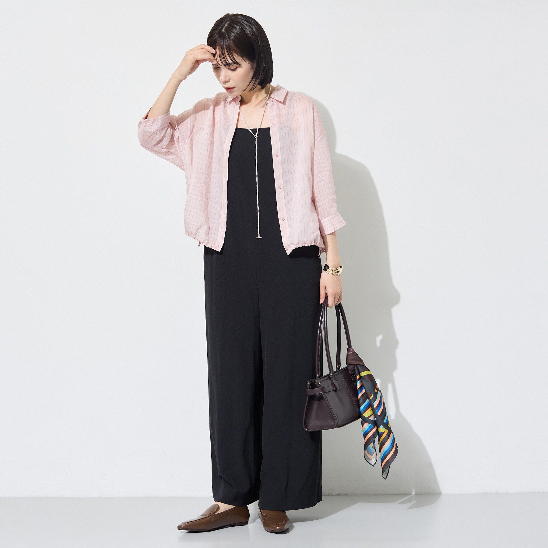 INDIVI「【シアー／7分袖】体型カバーゆったりシャツ」|シャツ・ブラウス|
