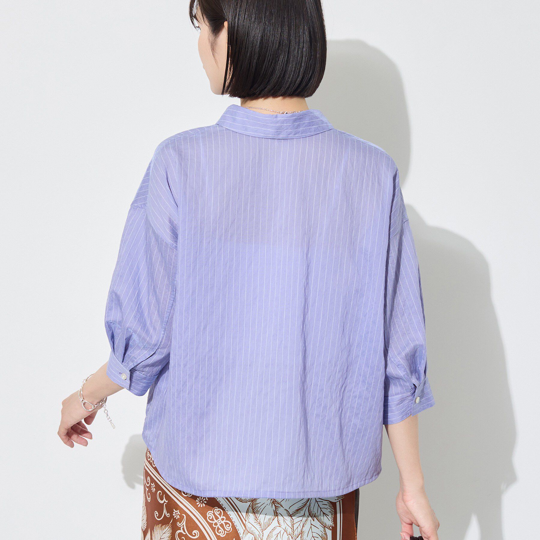 INDIVI「【シアー／7分袖】体型カバーゆったりシャツ」|シャツ・ブラウス|