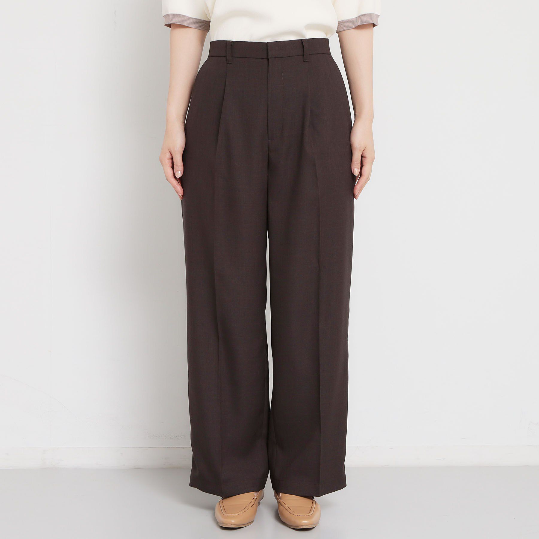 THE SHOP TK「【XS-XL/洗える】オン・オフ問わずきれいに決まる 麻調ワイドパンツ」|その他|