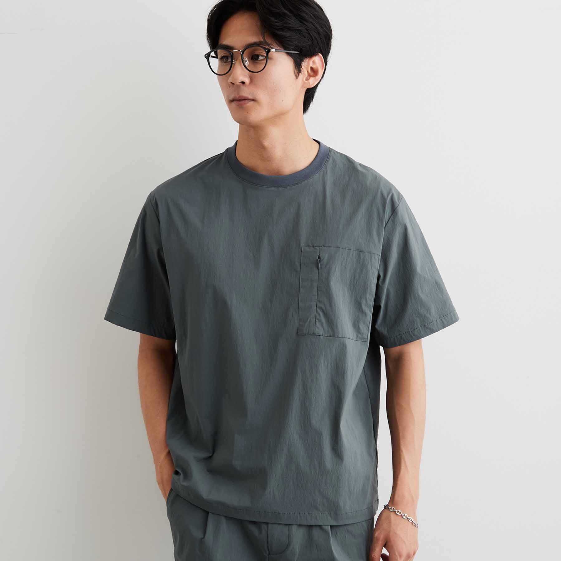THE SHOP TK「【接触冷感/洗濯機OK／セットアップ可】ナイロンストレッチ半袖Tシャツ」|Tシャツ・カットソー|