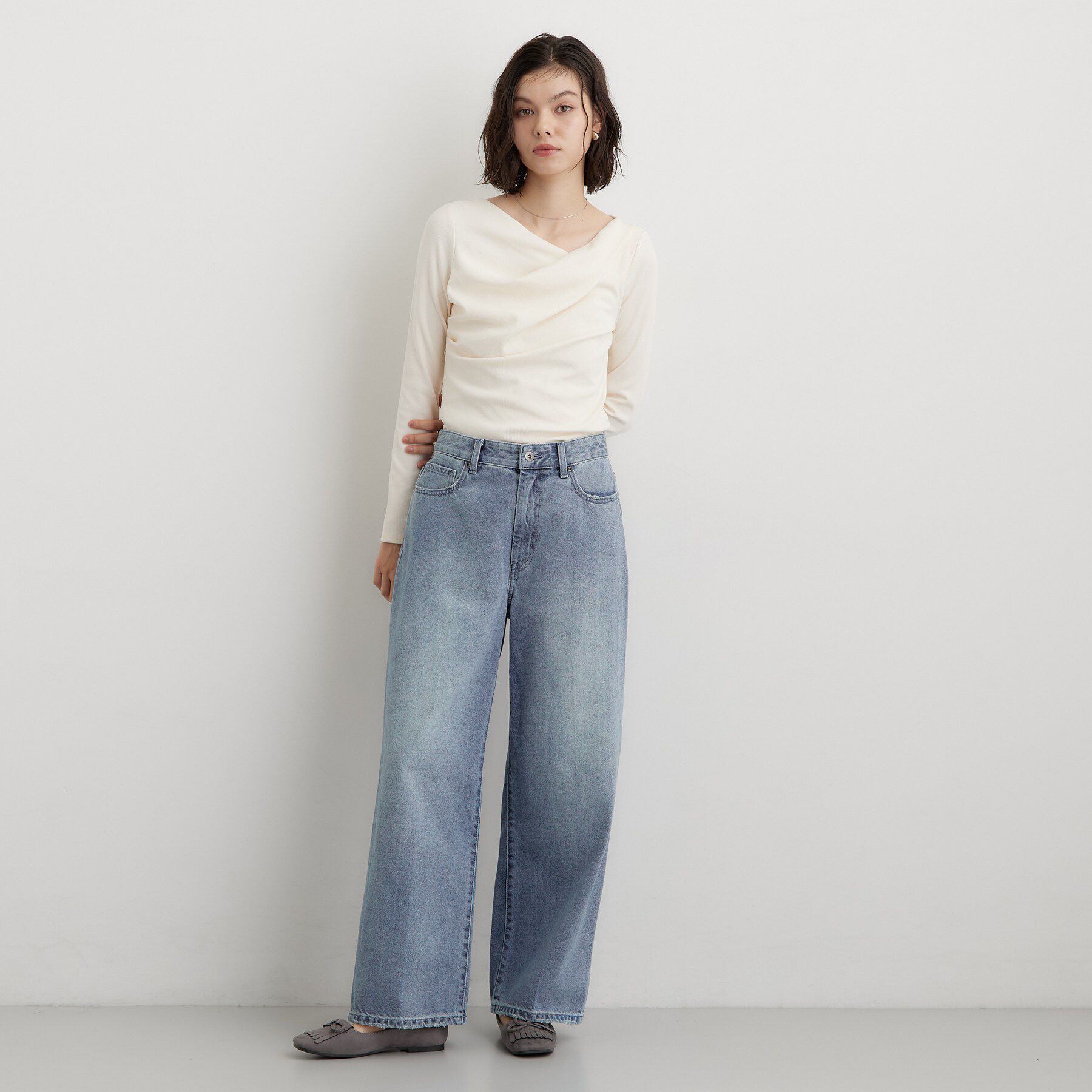 THE SHOP TK「どんなスタイルにも合わせやすい AIBOデニムワイド」|デニム|