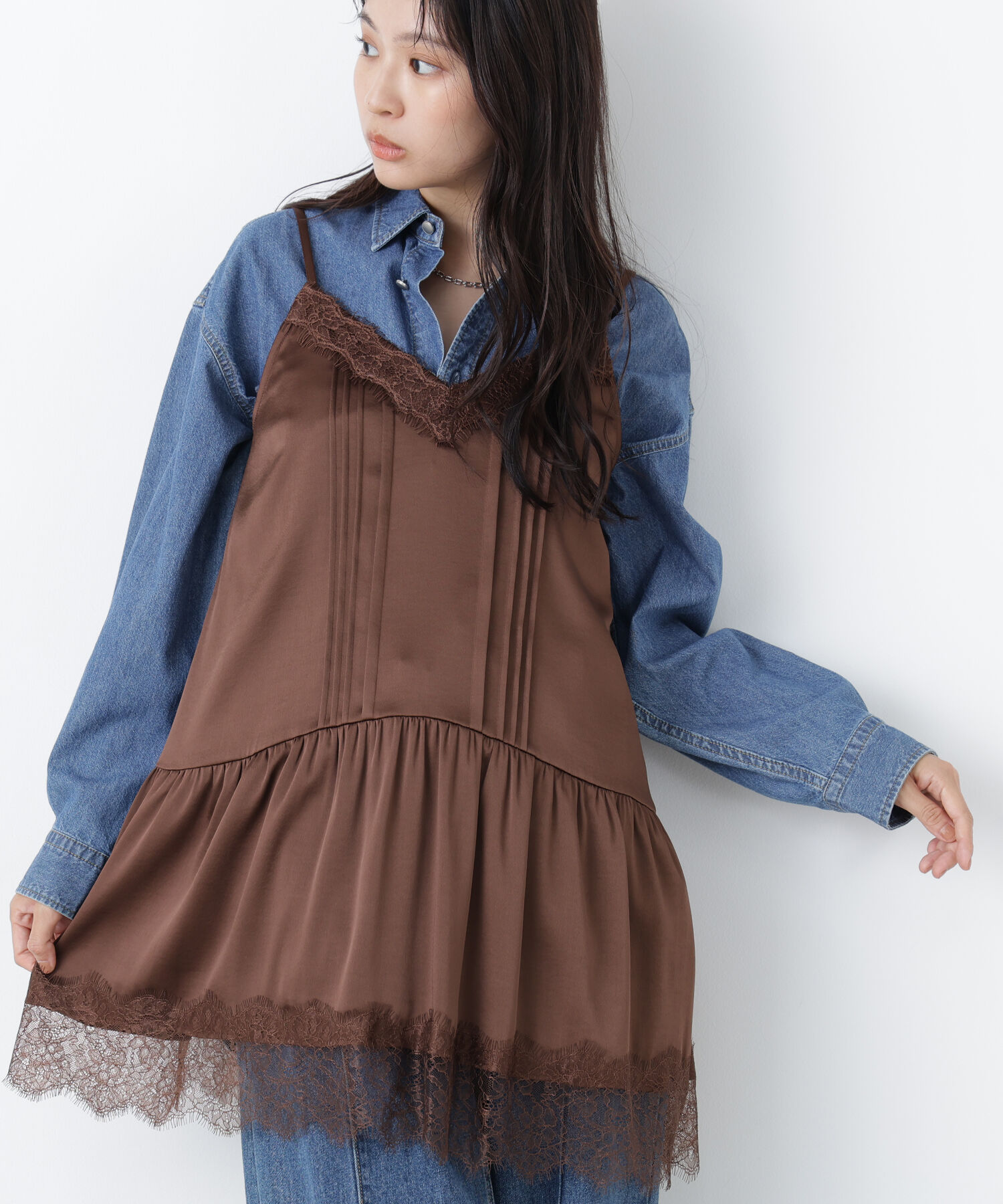  「〈N.〉サテンレースキャミ」|シャツ・ブラウス|