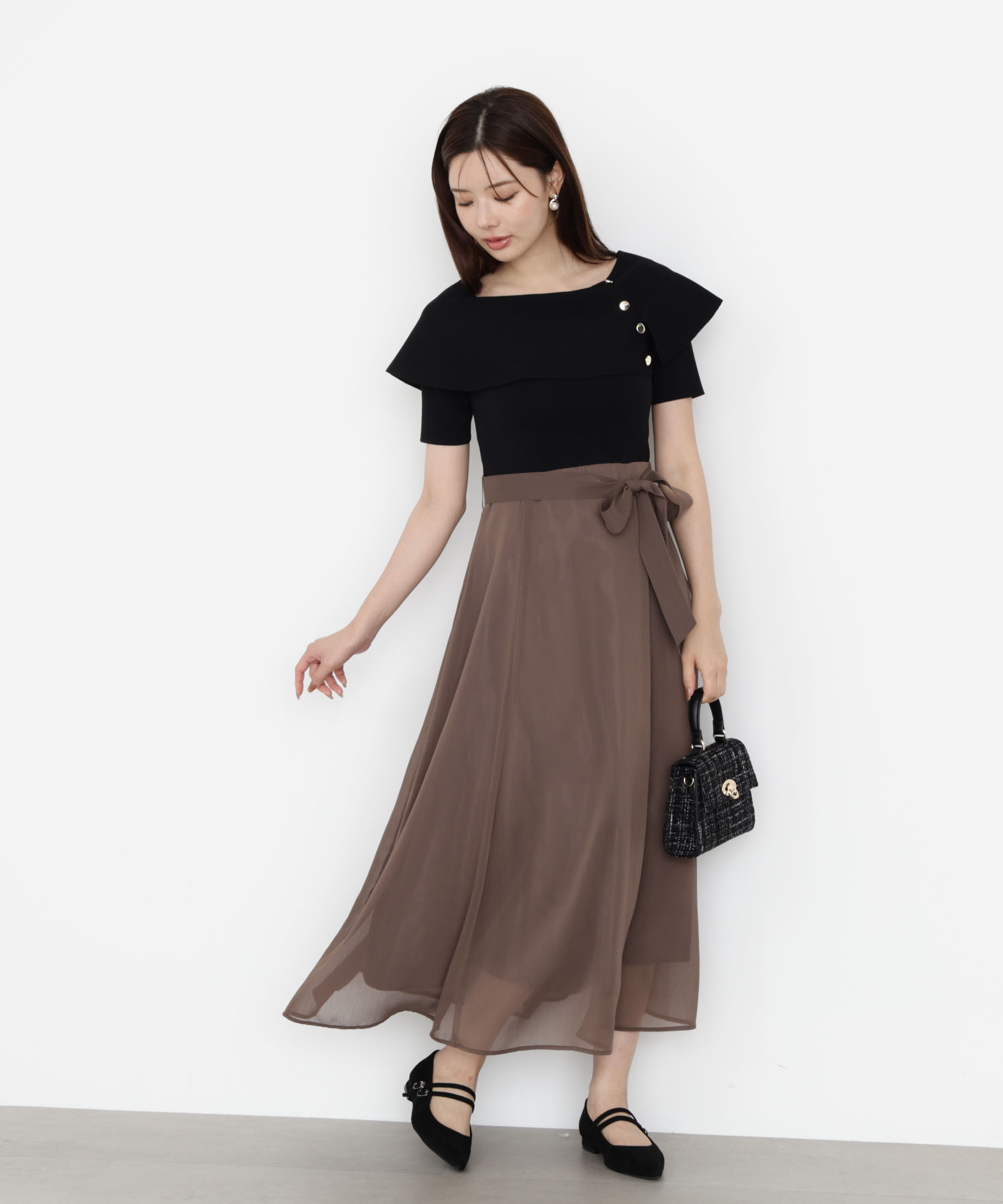 PROPORTION BODY DRESSING「ケープ風ニットドッキングワンピース 25AW」|ワンピース|
