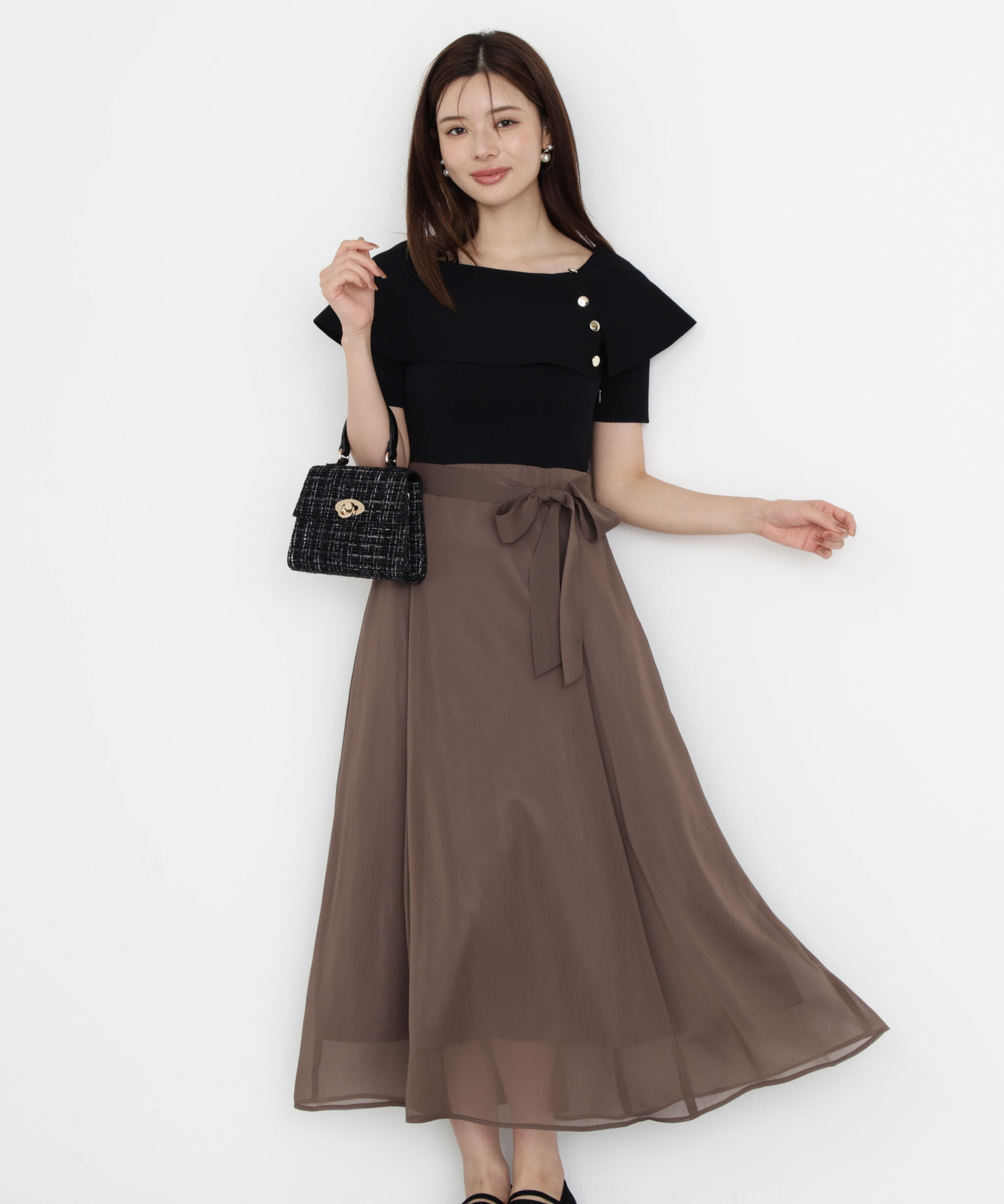 PROPORTION BODY DRESSING「ケープ風ニットドッキングワンピース 25AW」|ワンピース|