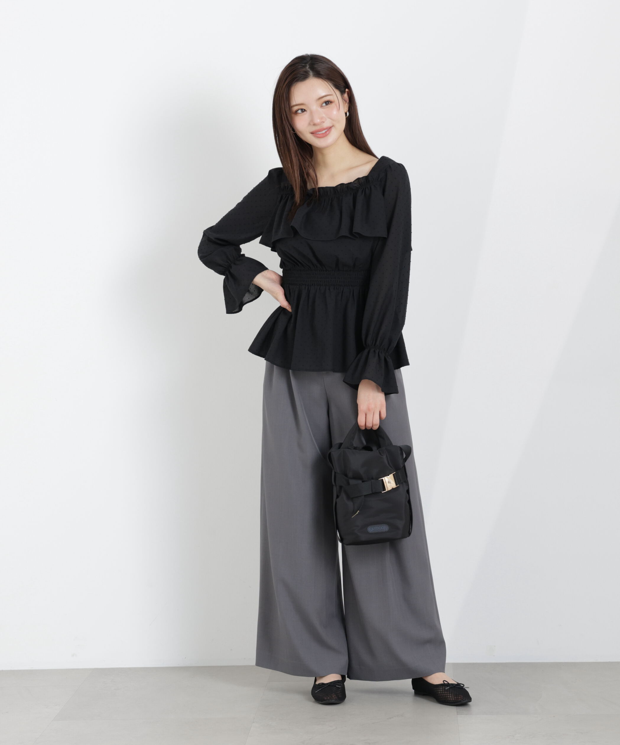 PROPORTION BODY DRESSING「＜ウォッシャブル＞フリルシャーリングブラウス　26SS」|シャツ・ブラウス|