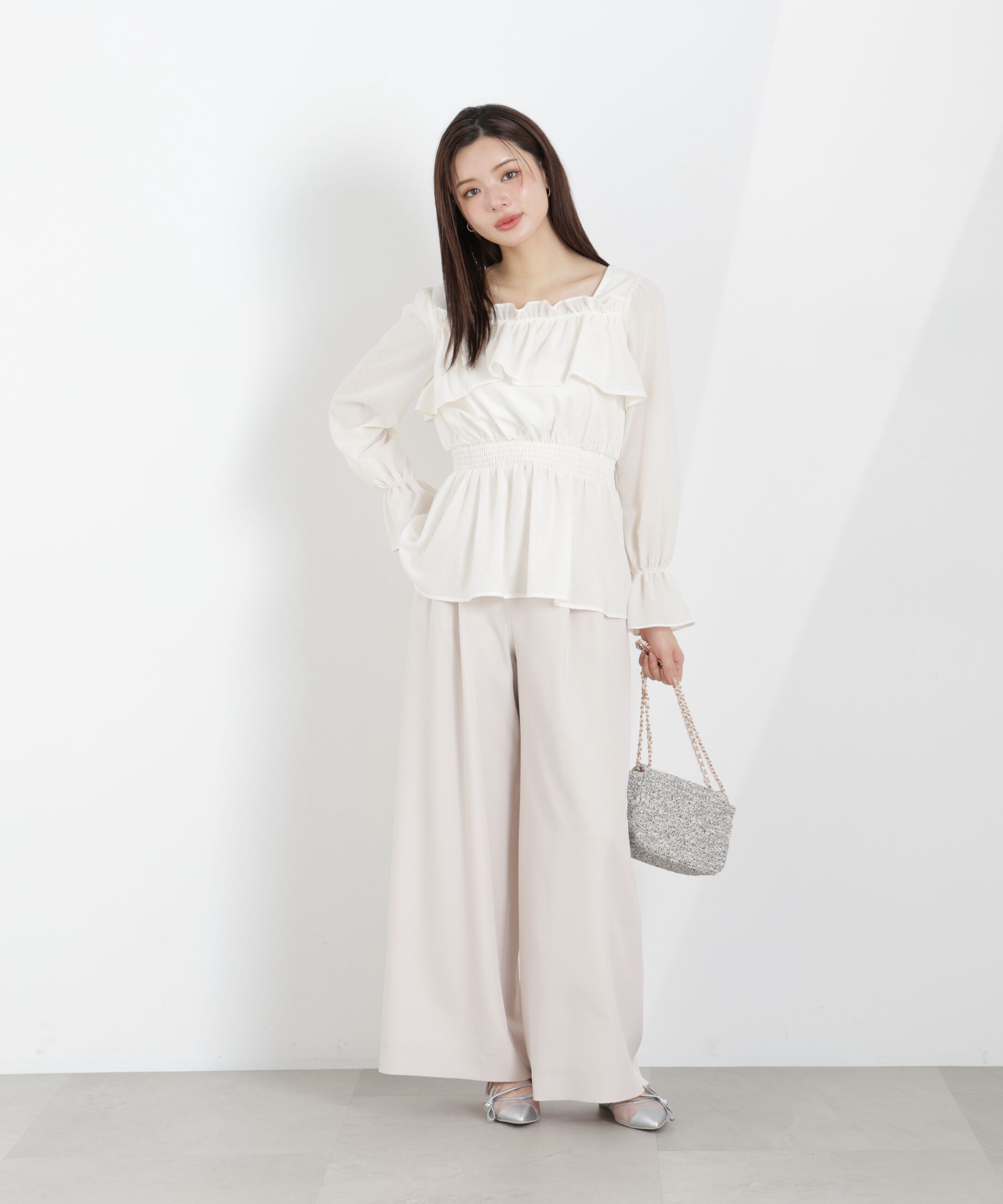 PROPORTION BODY DRESSING「＜ウォッシャブル＞フリルシャーリングブラウス　26SS」|シャツ・ブラウス|