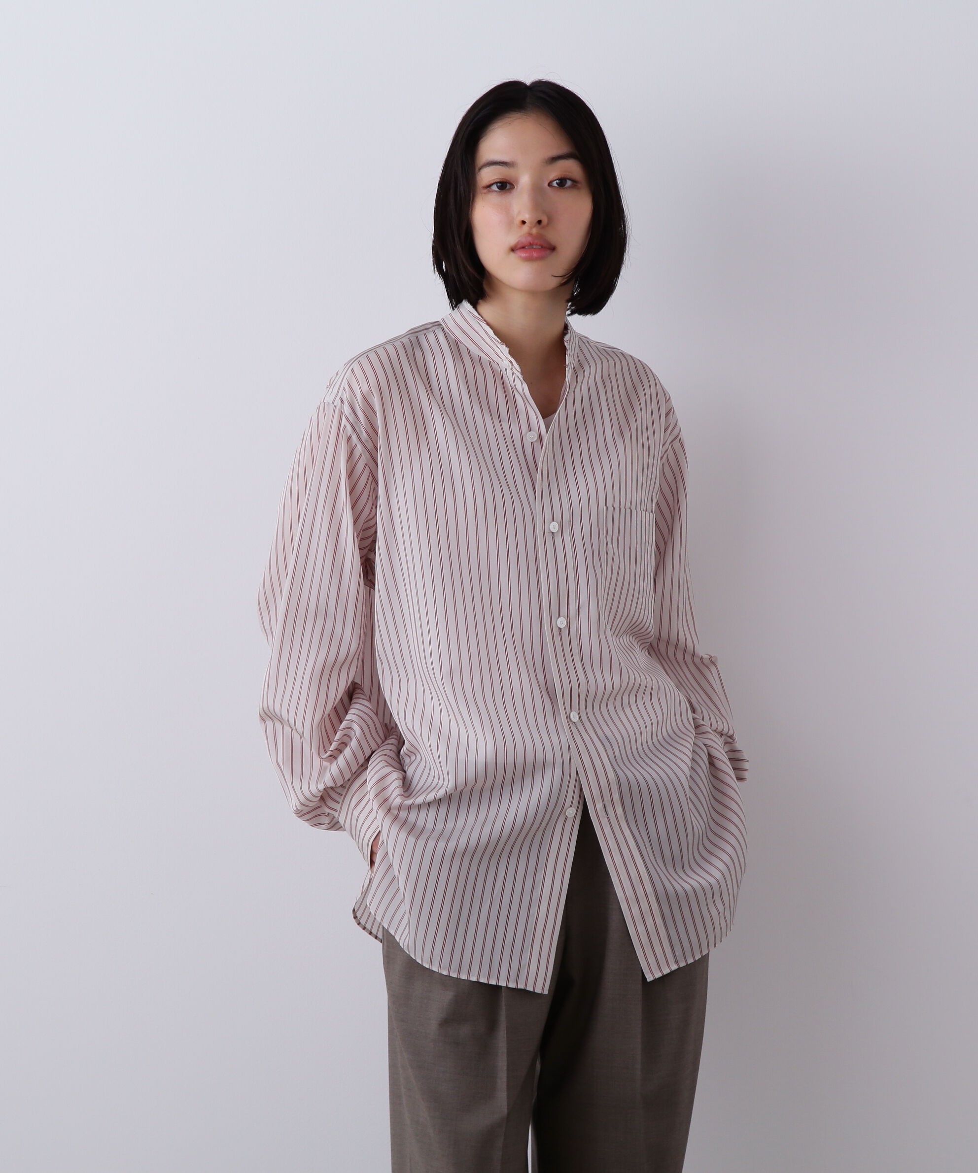 YLEVE 「YLEVE / ACETATE CUPRA STRIPE SHIRT」|シャツ・ブラウス|レッド