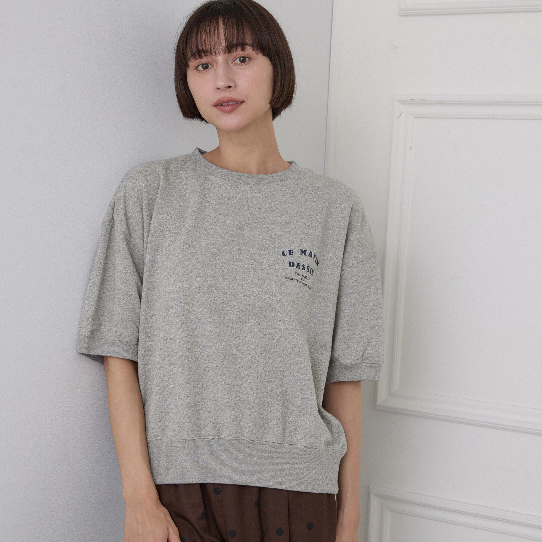 Dessin「ハーフスリーブロゴプルオーバー」|Tシャツ・カットソー|グレー(012)