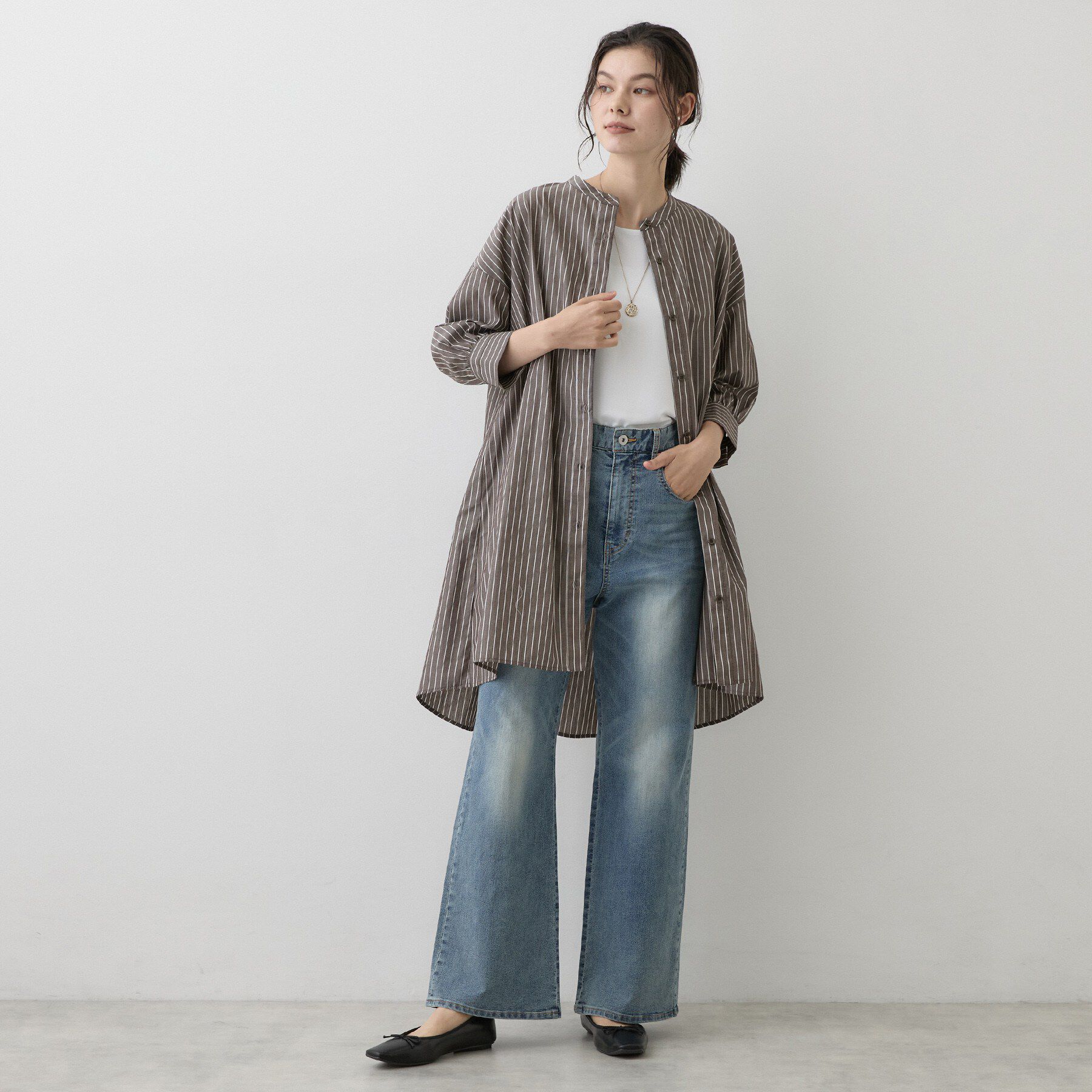 Dessin「【UVカット】チュニックストライプシャツ6分袖」|チュニック|