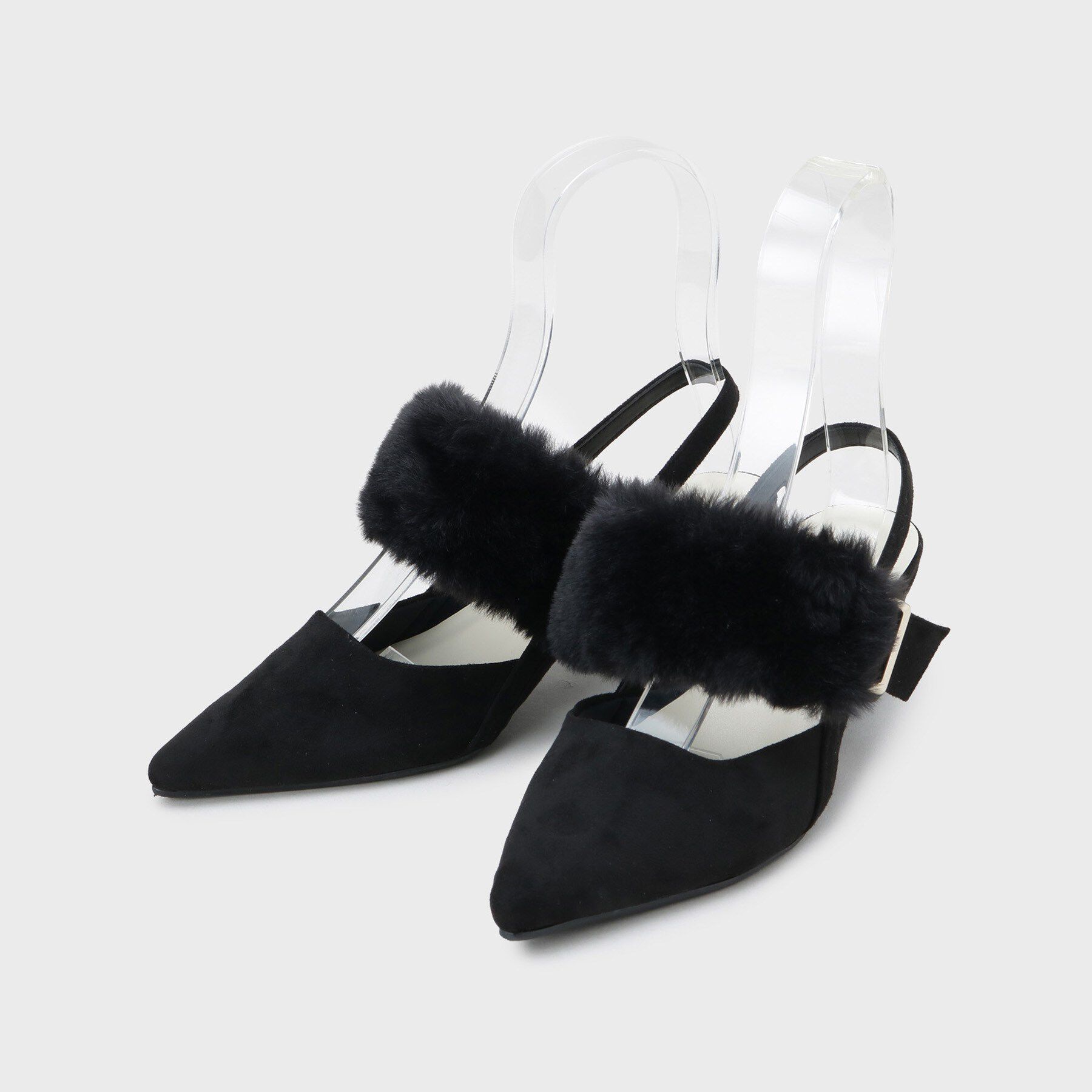 ESPERANZA「【Fur Collection】ファー付き2WAYスリングバックミュールパンプス」|パンプス|
