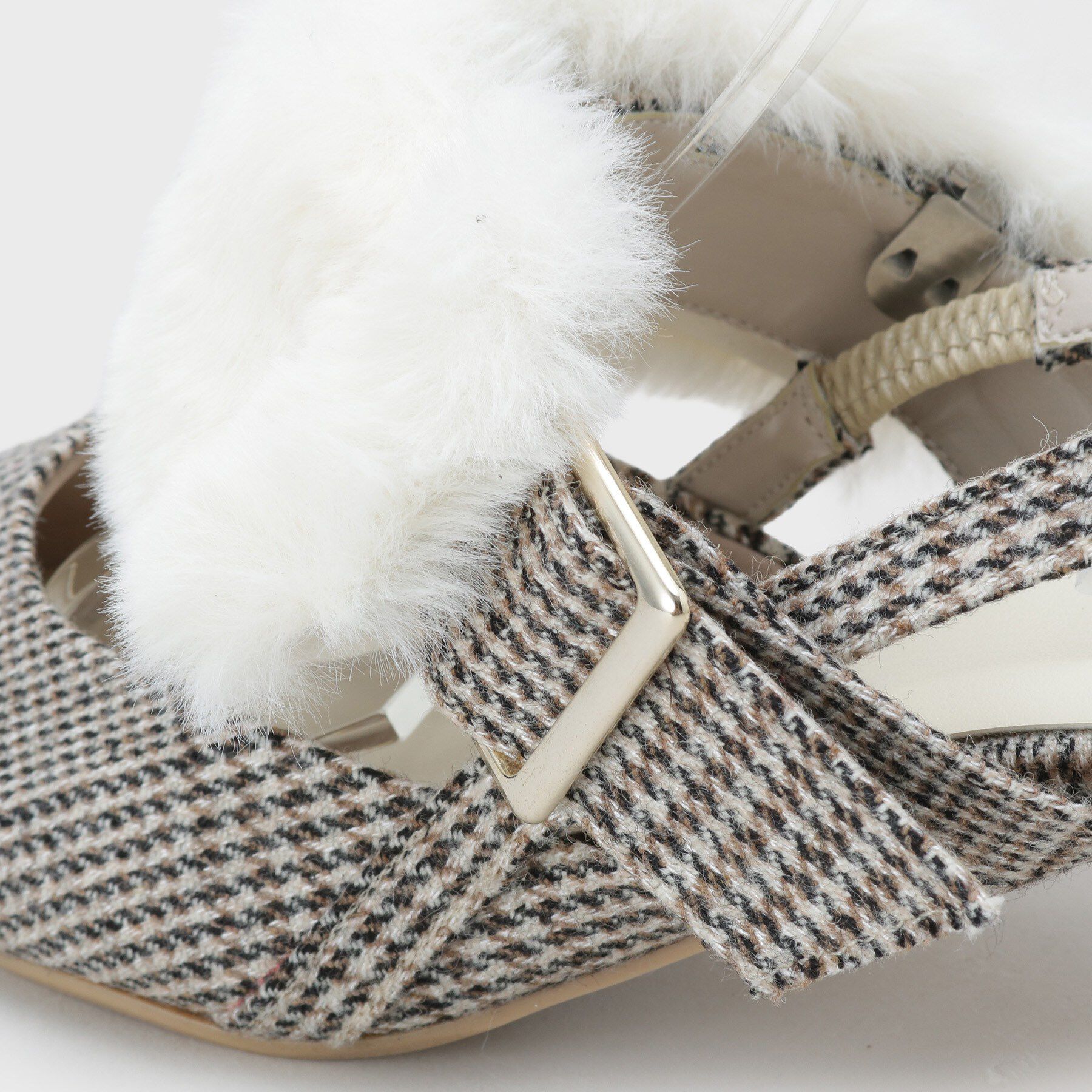 ESPERANZA「【Fur Collection】ファー付き2WAYスリングバックミュールパンプス」|パンプス|
