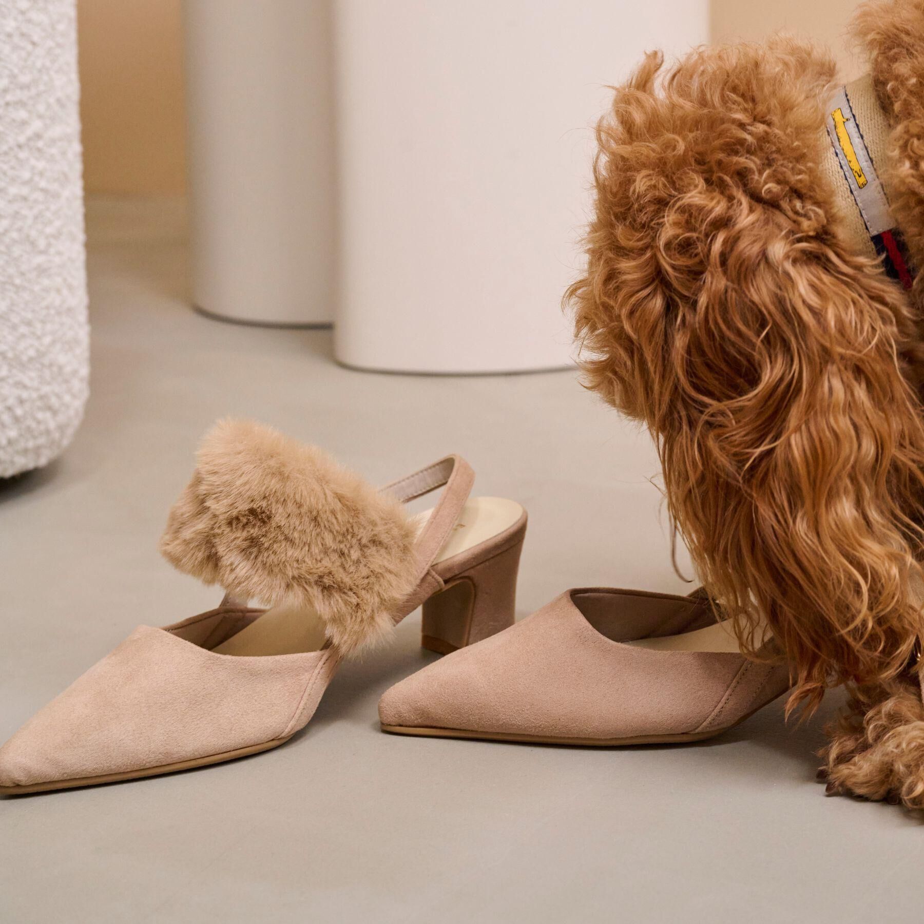 ESPERANZA「【Fur Collection】ファー付き2WAYスリングバックミュールパンプス」|パンプス|ベージュ(152)