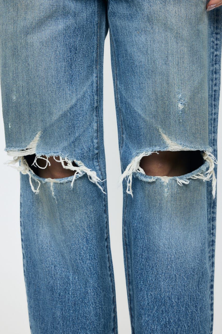MOUSSY「MIDRISE DAMAGED SLIM ストレート」|デニム|