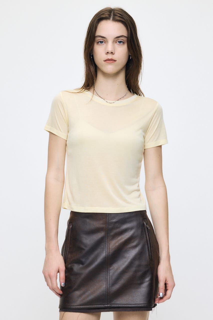 MOUSSY「SHEER BASIC TEE」|Tシャツ・カットソー|L/YEL1