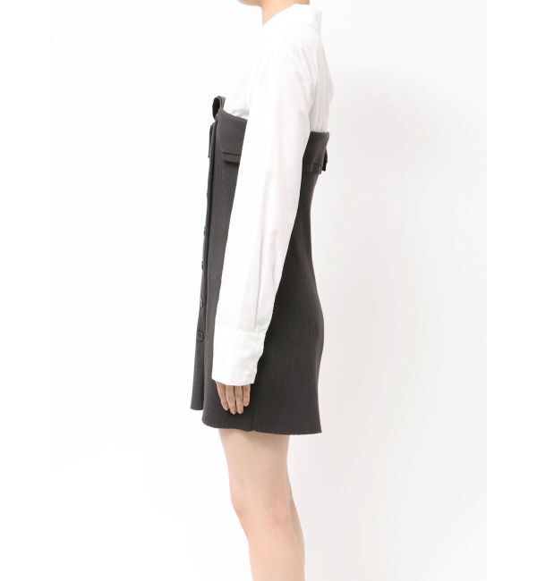 MERCURYDUO「【WEB限定カラーあり】シャツレイヤード風ニットドッキングミニワンピース」|ワンピース|