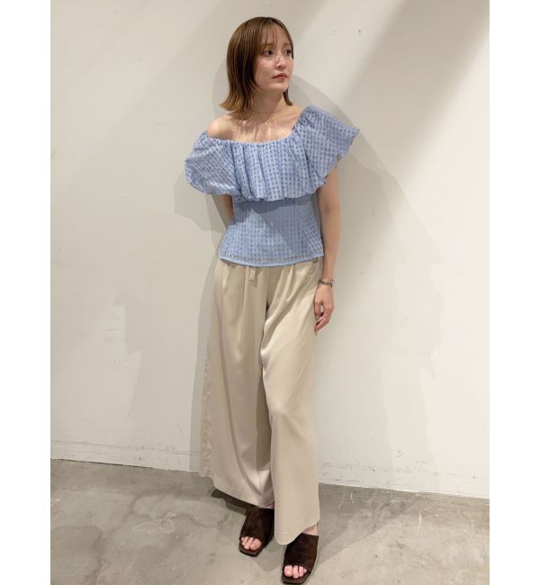 LAGUNAMOON「シアーチェックバルーンオフショルブラウス」|シャツ・ブラウス|