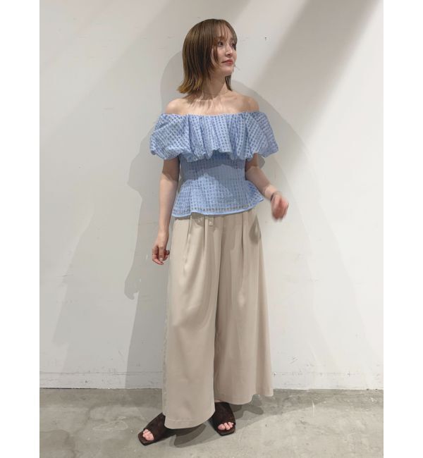 LAGUNAMOON「シアーチェックバルーンオフショルブラウス」|シャツ・ブラウス|