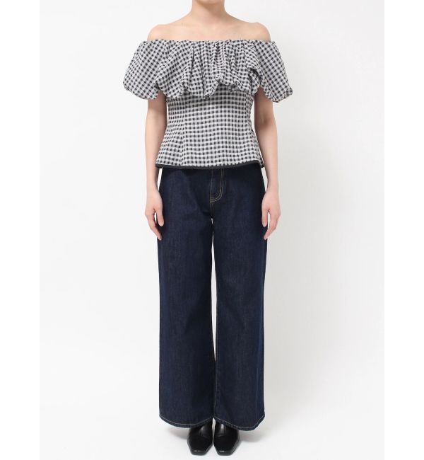 LAGUNAMOON「シアーチェックバルーンオフショルブラウス」|シャツ・ブラウス|