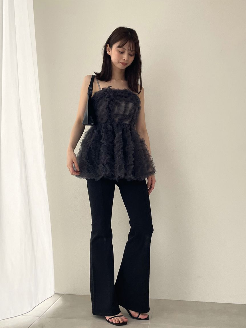SNIDEL「チュール刺繍ベアペプラムトップス」|シャツ・ブラウス|