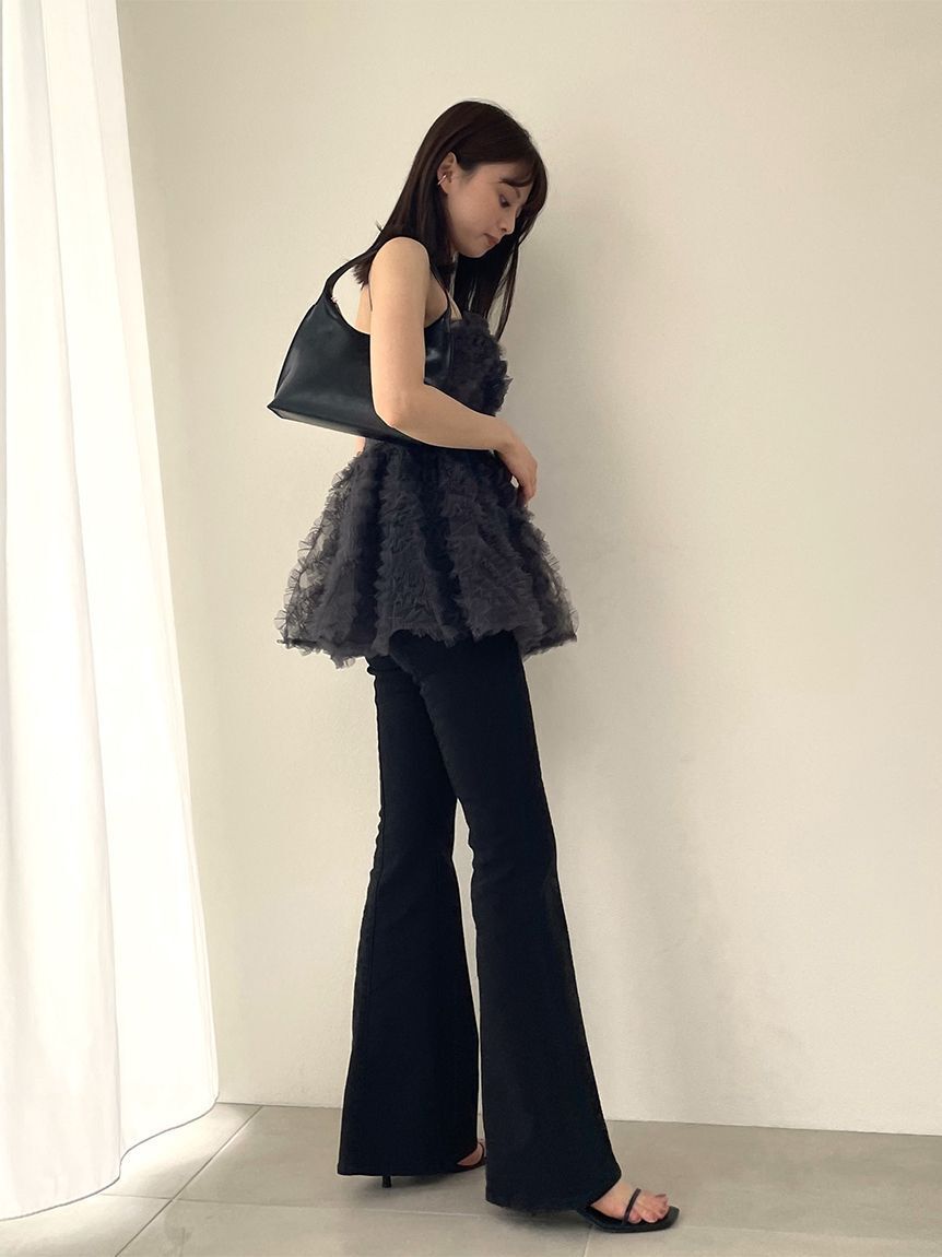 SNIDEL「チュール刺繍ベアペプラムトップス」|シャツ・ブラウス|