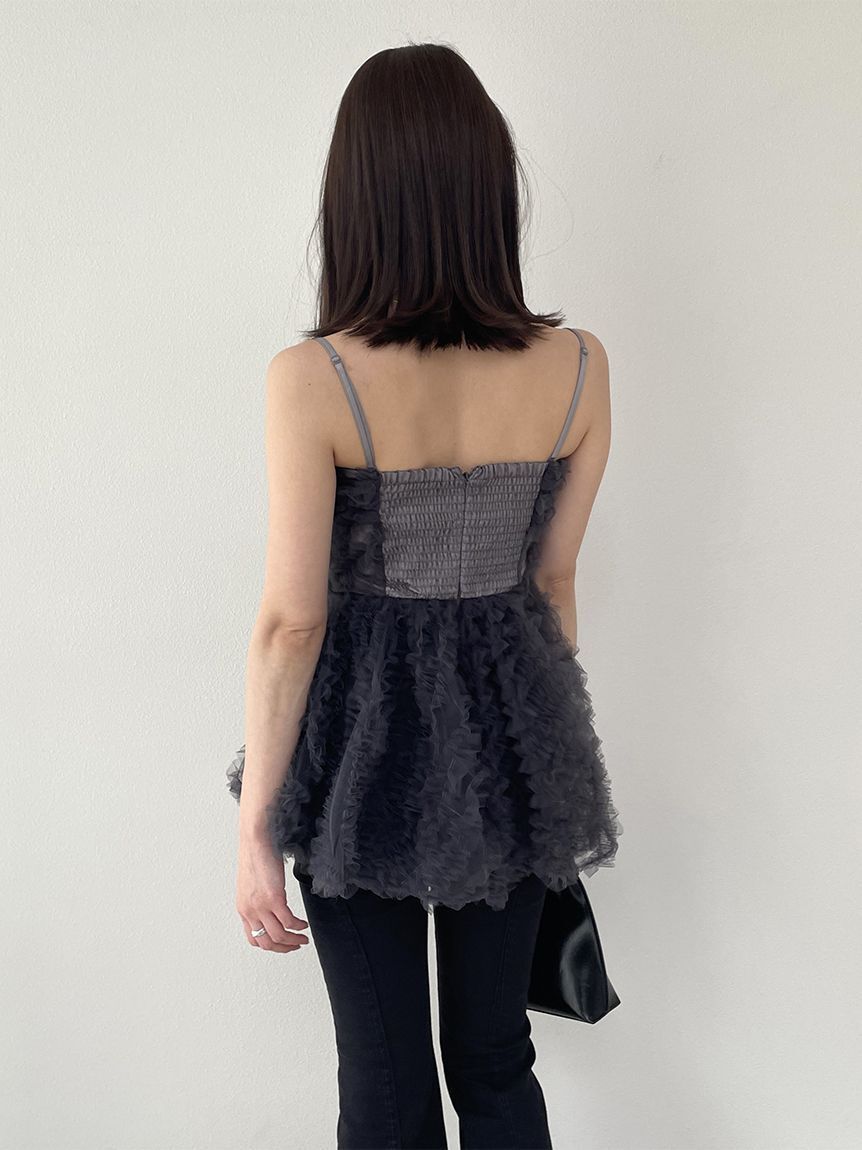 SNIDEL「チュール刺繍ベアペプラムトップス」|シャツ・ブラウス|