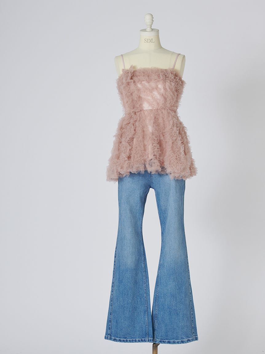 SNIDEL「チュール刺繍ベアペプラムトップス」|シャツ・ブラウス|