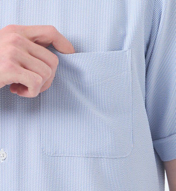 MACKINTOSH PHILOSOPHY「トロッター スクエアカッタウェイシャツ ナローサッカーストライプ」|シャツ・ブラウス|
