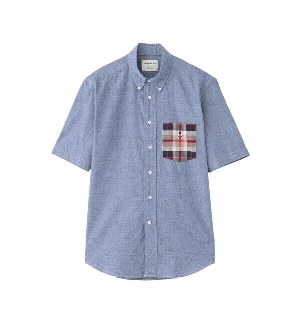 MACKINTOSH PHILOSOPHY「【WEB&一部店舗限定】シャンブレー/ハウスチェック 半袖ボタンダウン」|シャツ・ブラウス|ブルー