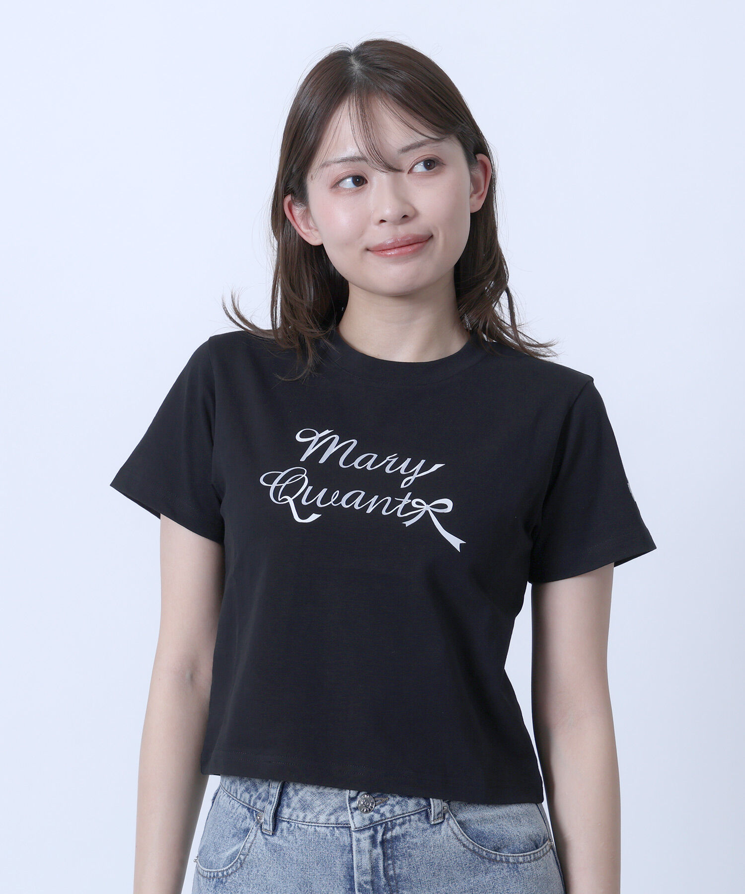 MARY QUANT「リボンロゴ Tシャツ」|Tシャツ・カットソー|ブラック
