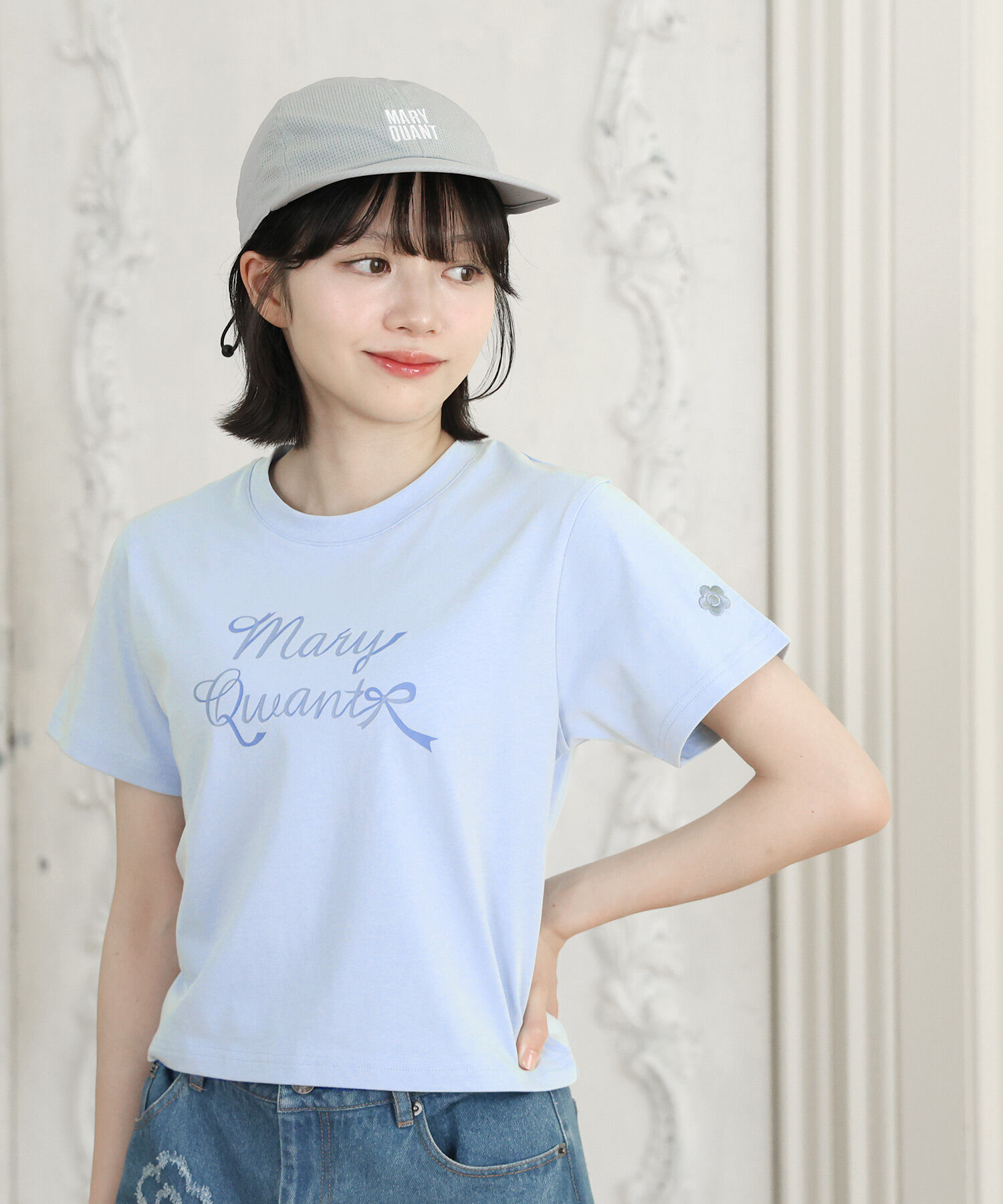 MARY QUANT「リボンロゴ Tシャツ」|Tシャツ・カットソー|ブルー