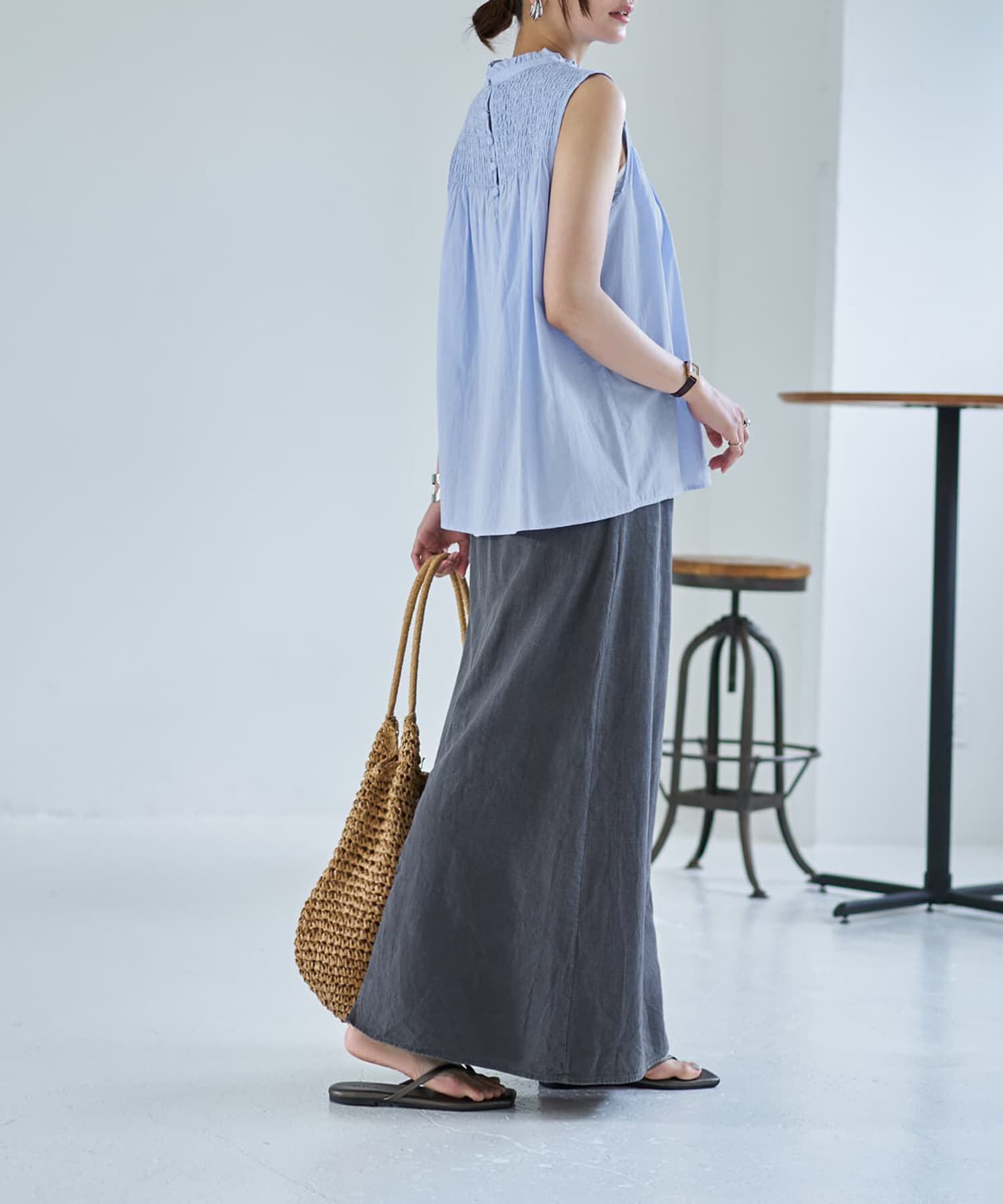 STYLE DELI「シャーリングコットンノースリブラウス」|シャツ・ブラウス|