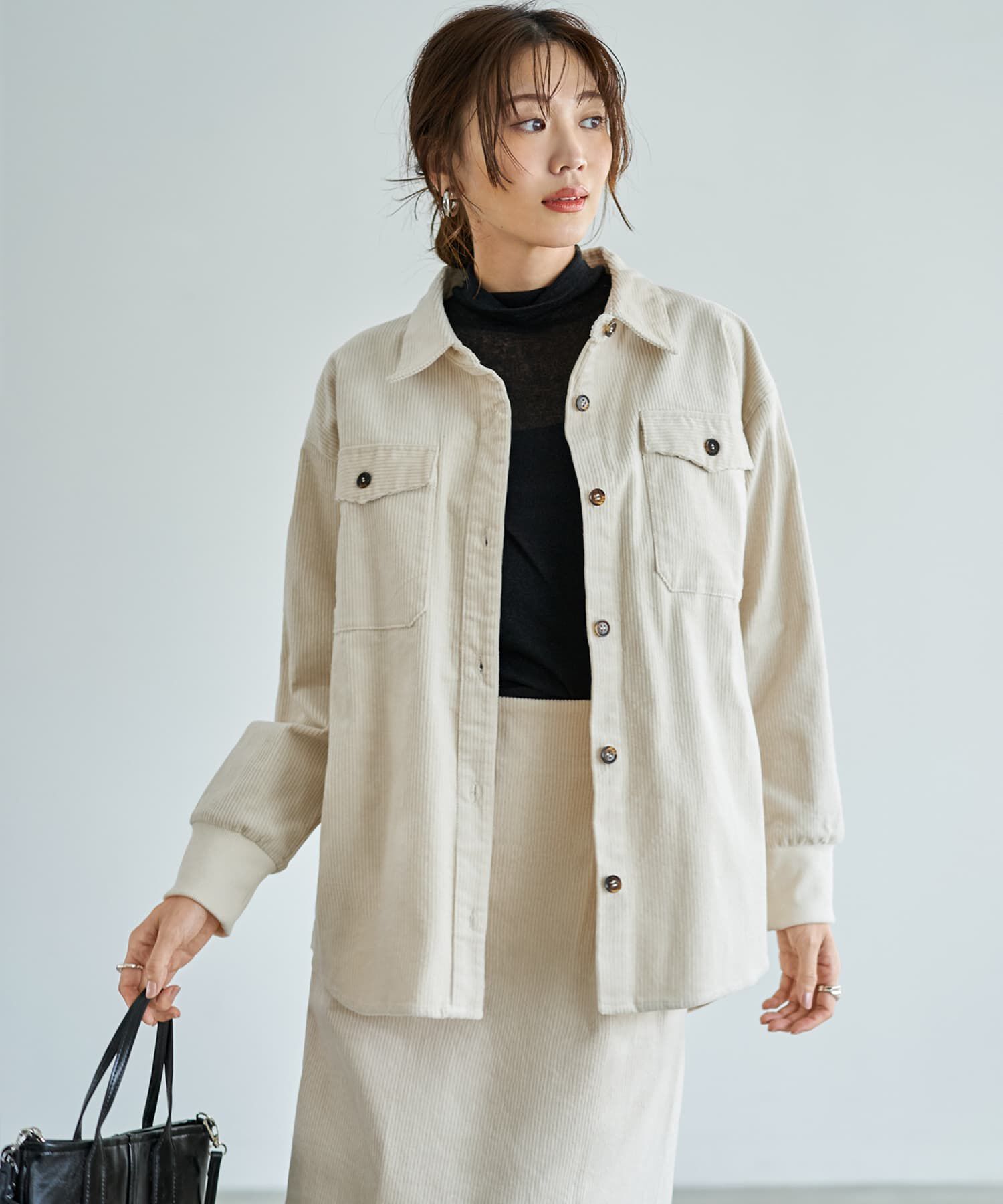STYLE DELI「【セットアップ対応】コーデュロイシャツジャケット」|シャツ・ブラウス|エクリュ
