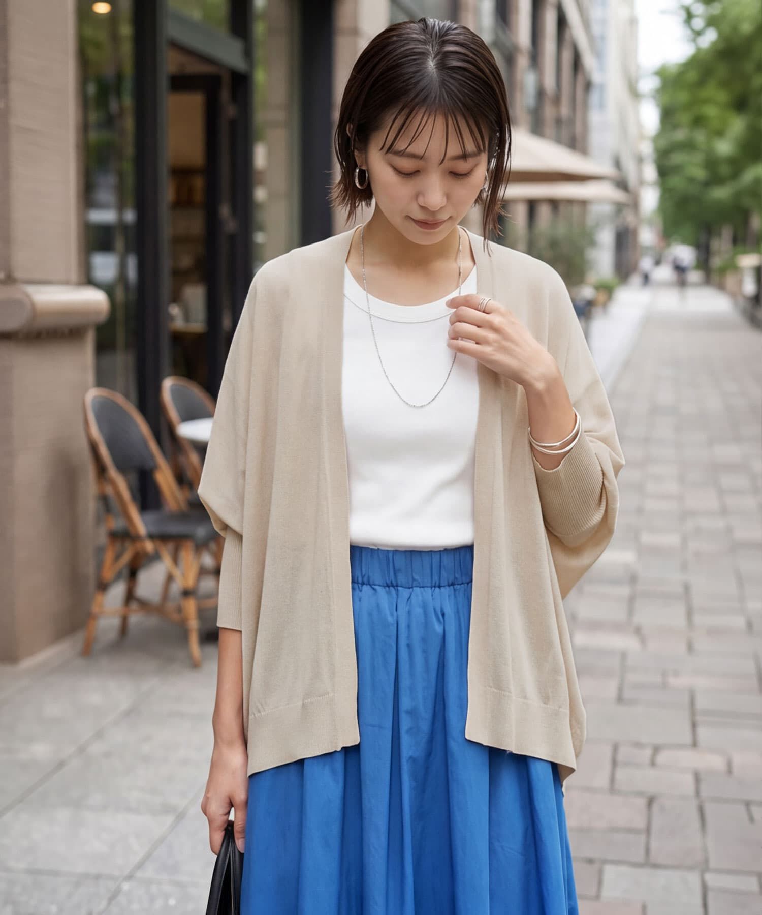 STYLE DELI「【LUXE】シャリシャリドルマンカーディガンB」|カーディガン|ライトベージュ