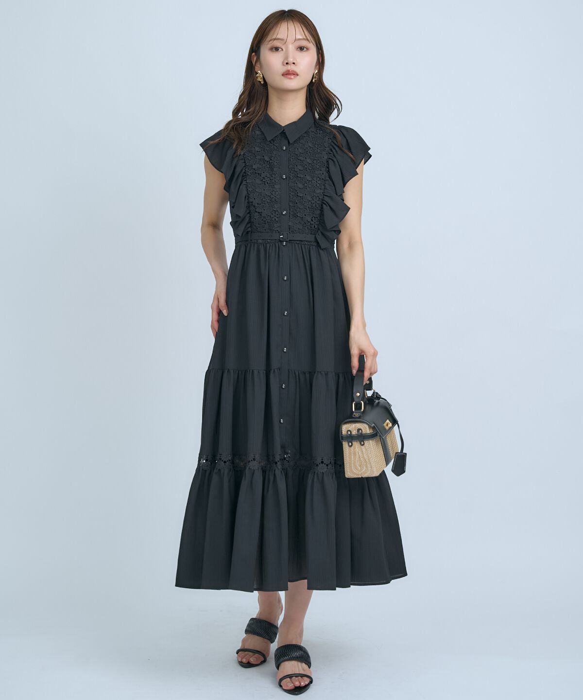 アンドクチュール「レースフリルシャツワンピース」|ワンピース|