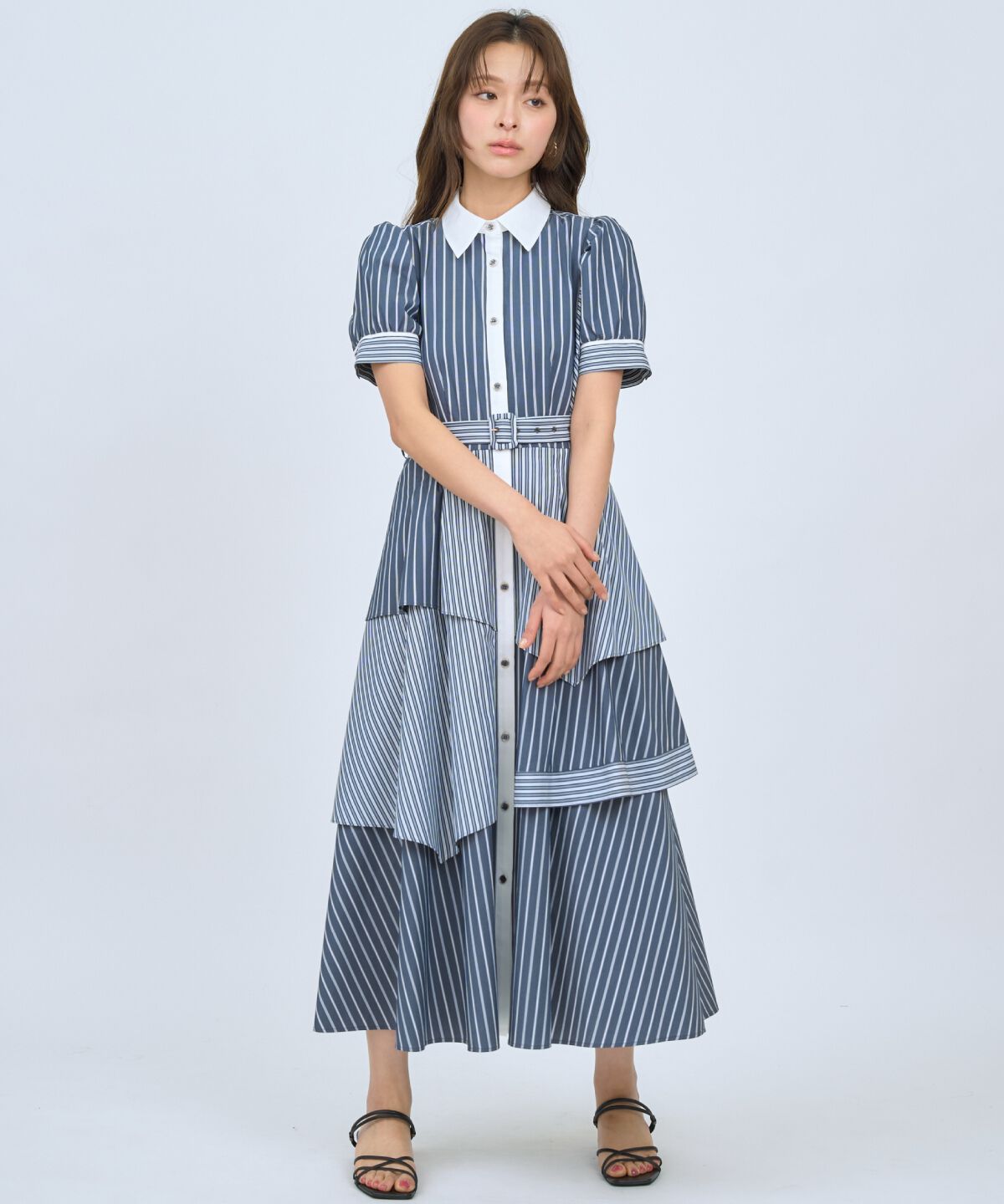 アンドクチュール「マルチストライプシャツワンピース」|ワンピース|