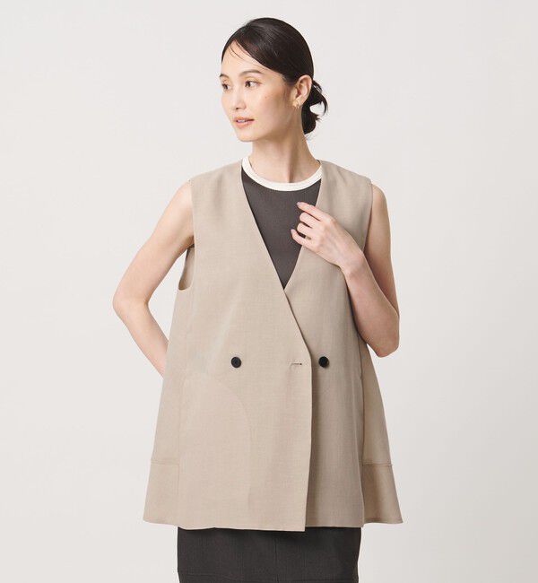 UNITED ARROWS「シアー バックフレア ベスト ‐ウォッシャブル‐」|ベスト・ジレ|BEIGE