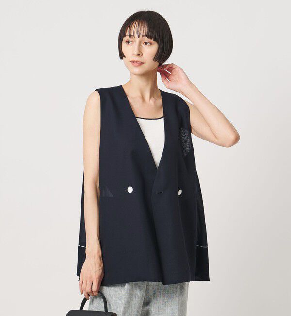 UNITED ARROWS「シアー バックフレア ベスト ‐ウォッシャブル‐」|ベスト・ジレ|NAVY