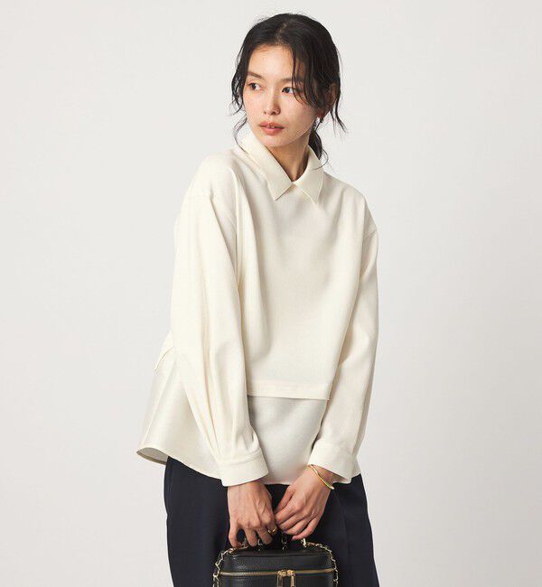 UNITED ARROWS green label relaxing「fleurie(フルリー) 襟 ドッキング ペプラム ブラウス」|シャツ・ブラウス|