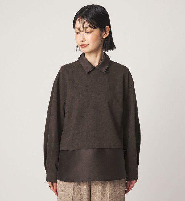 UNITED ARROWS green label relaxing「fleurie(フルリー) 襟 ドッキング ペプラム ブラウス」|シャツ・ブラウス|