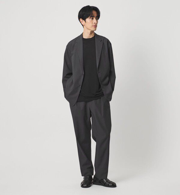 BEAUTY&YOUTH UNITED ARROWS「KOMATSU PACK 1プリーツ イージー ワイド テーパード パンツ NO.9 セットアップ対応 撥水 ウォッシャブル」|チノ|DK.GRAY