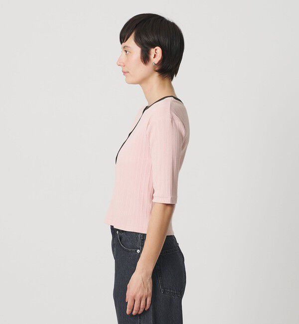 BEAUTY&YOUTH UNITED ARROWS「【WEB限定】ランダムリブ ヘンリーネック スナップ 5分袖Tシャツ」|Tシャツ・カットソー|
