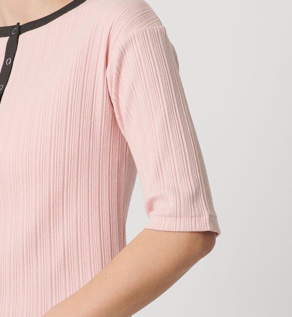 BEAUTY&YOUTH UNITED ARROWS「【WEB限定】ランダムリブ ヘンリーネック スナップ 5分袖Tシャツ」|Tシャツ・カットソー|