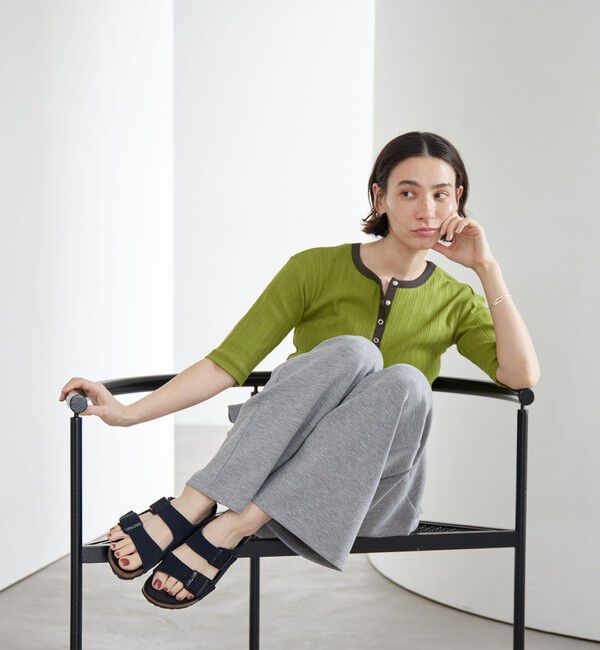 BEAUTY&YOUTH UNITED ARROWS「【WEB限定】ランダムリブ ヘンリーネック スナップ 5分袖Tシャツ」|Tシャツ・カットソー|