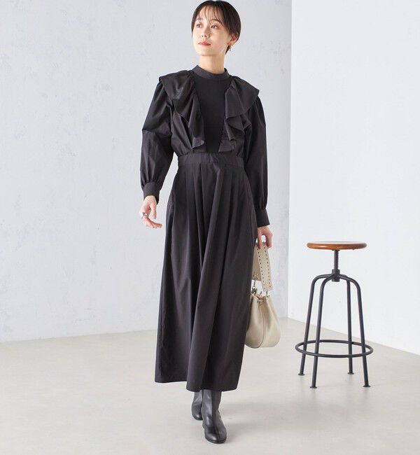 SHIPS for women「【SHIPS別注】A PUPIL:  〈洗濯機可能〉 異素材 コンビ ワンピース ◇」|ワンピース|