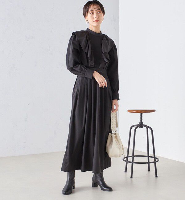 SHIPS for women「【SHIPS別注】A PUPIL:  〈洗濯機可能〉 異素材 コンビ ワンピース ◇」|ワンピース|