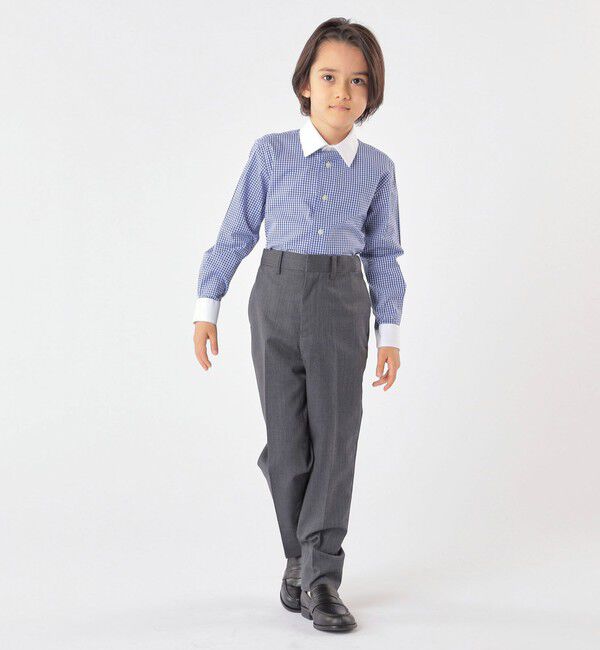 SHIPS KIDS「SHIPS KIDS:100～130cm / ギンガム クレリック レギュラーカラー シャツ」|シャツ・ブラウス|